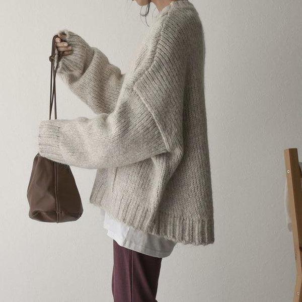 Oversized Ivory Pocket Front Sweater