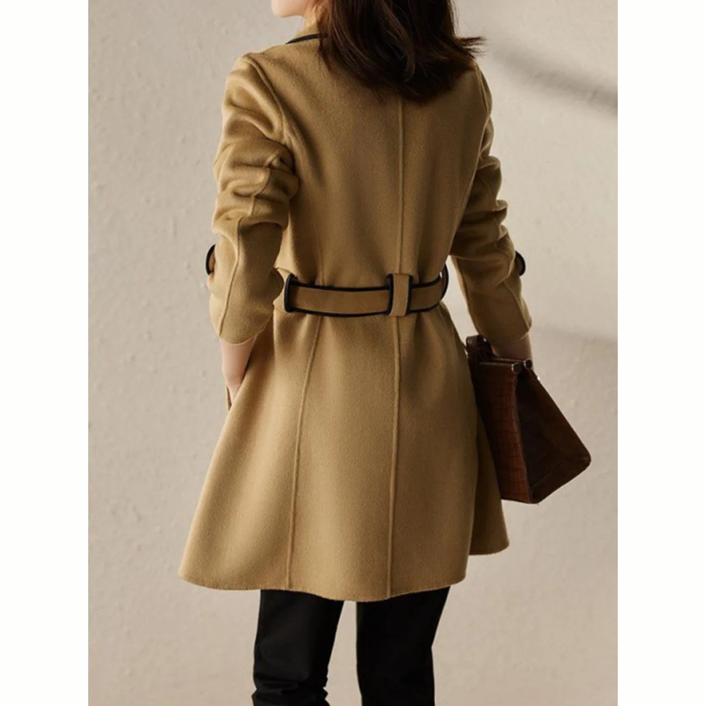 Elegant Coat with Contrast Finish and Belt