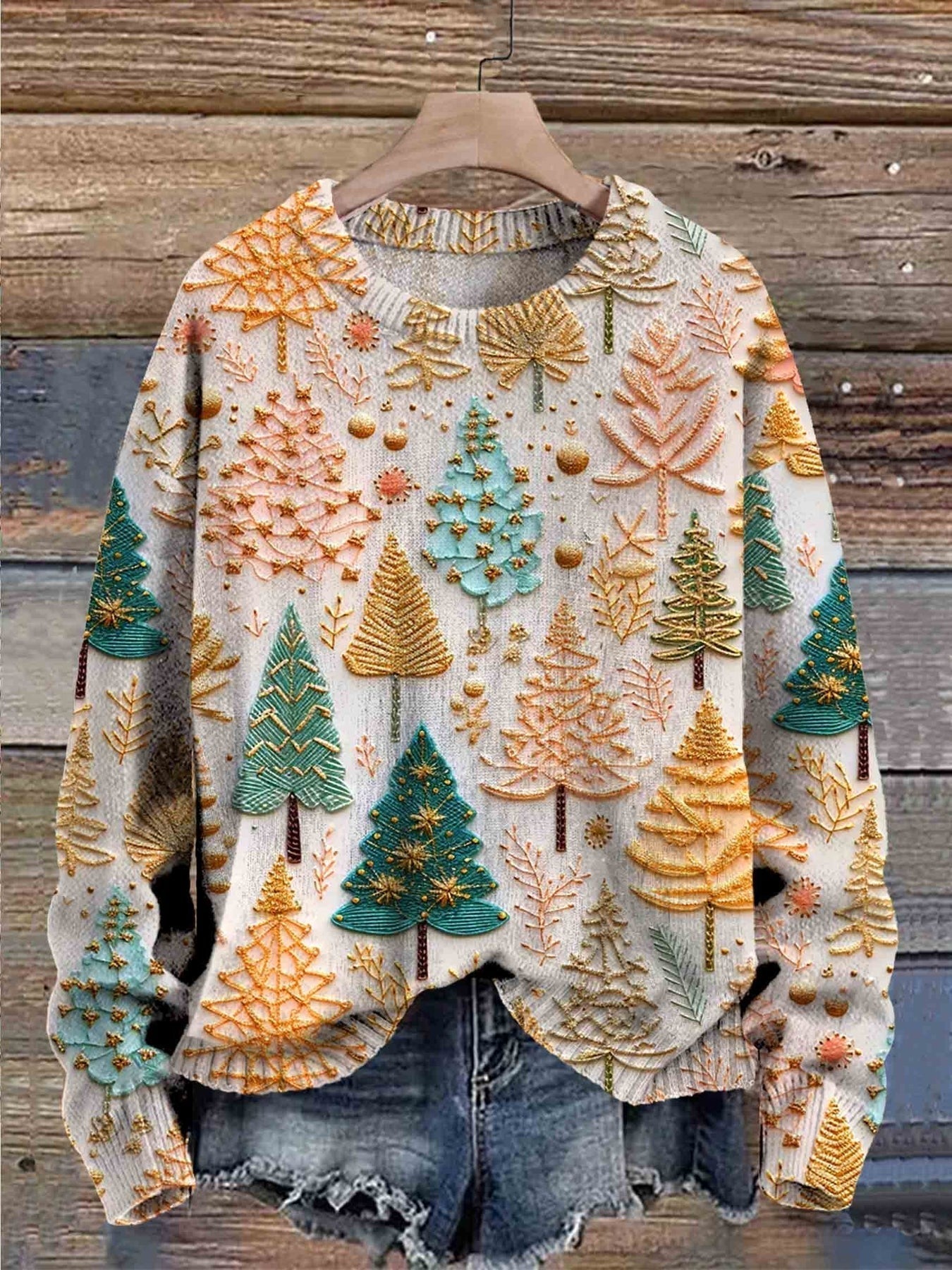 Vera™ |Knitted Sweater with Christmas Trees