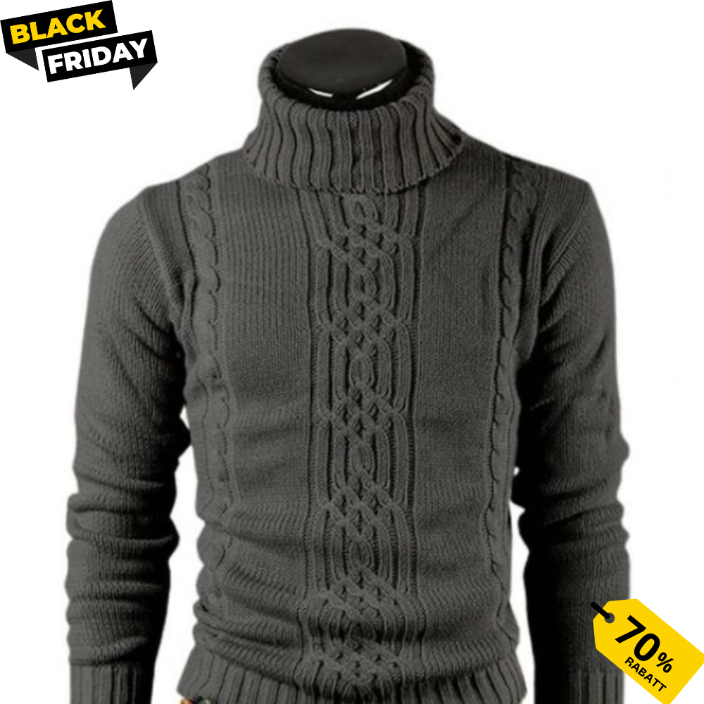 Cotton Sweater with Turtleneck and Cable Knit - ALEX