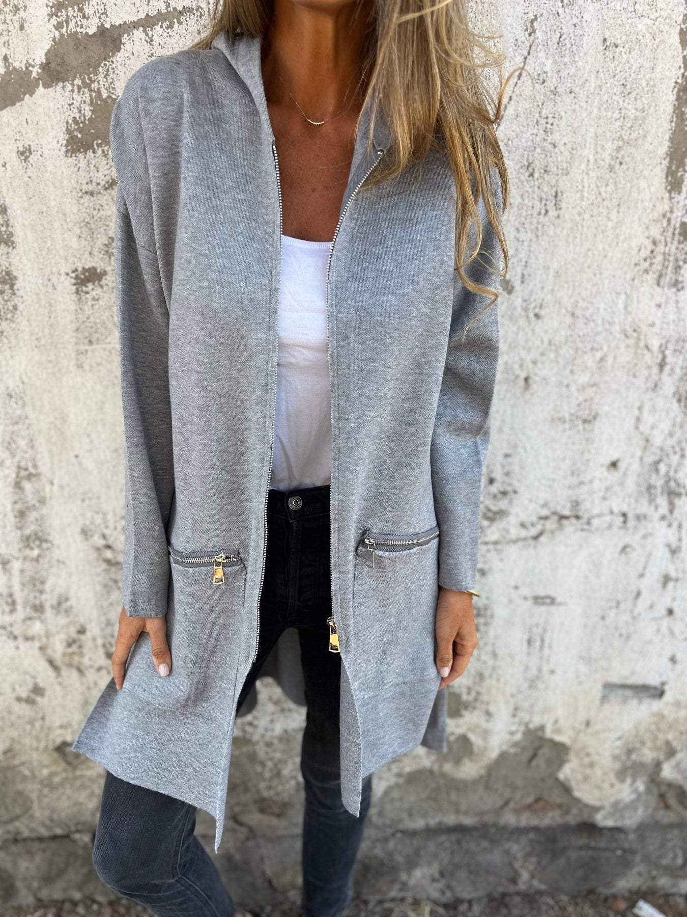 Sofia | Long-Sleeved Zippered Cardigan