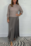 Irish - Women's solid color Long Sleeve Jumper & Pleated Bottom Dress Fashion Trends